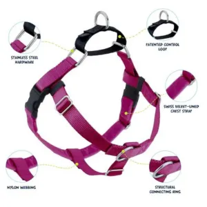 2 Hounds Design Freedom No-Pull Dog Harness With Leash Raspberry