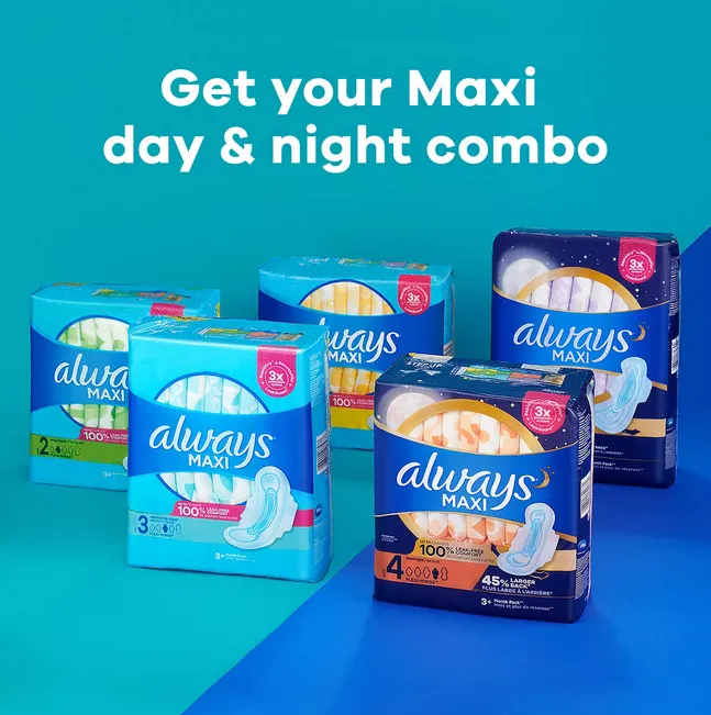 Always Maxi Long Super Pads. Unscented - Size 2 (90 ct.)