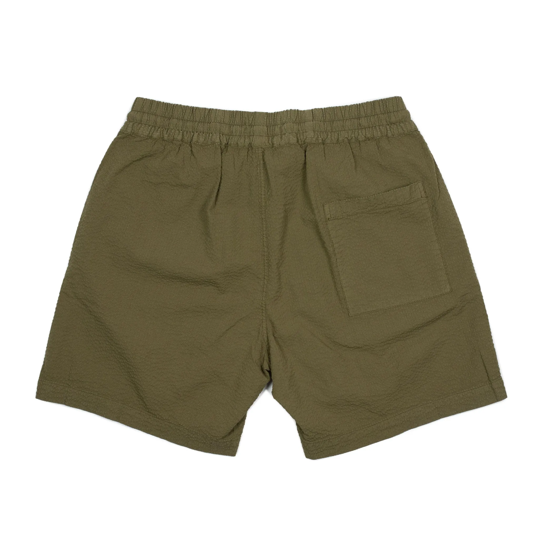 Atlantico easy shorts in olive green cotton seersucker