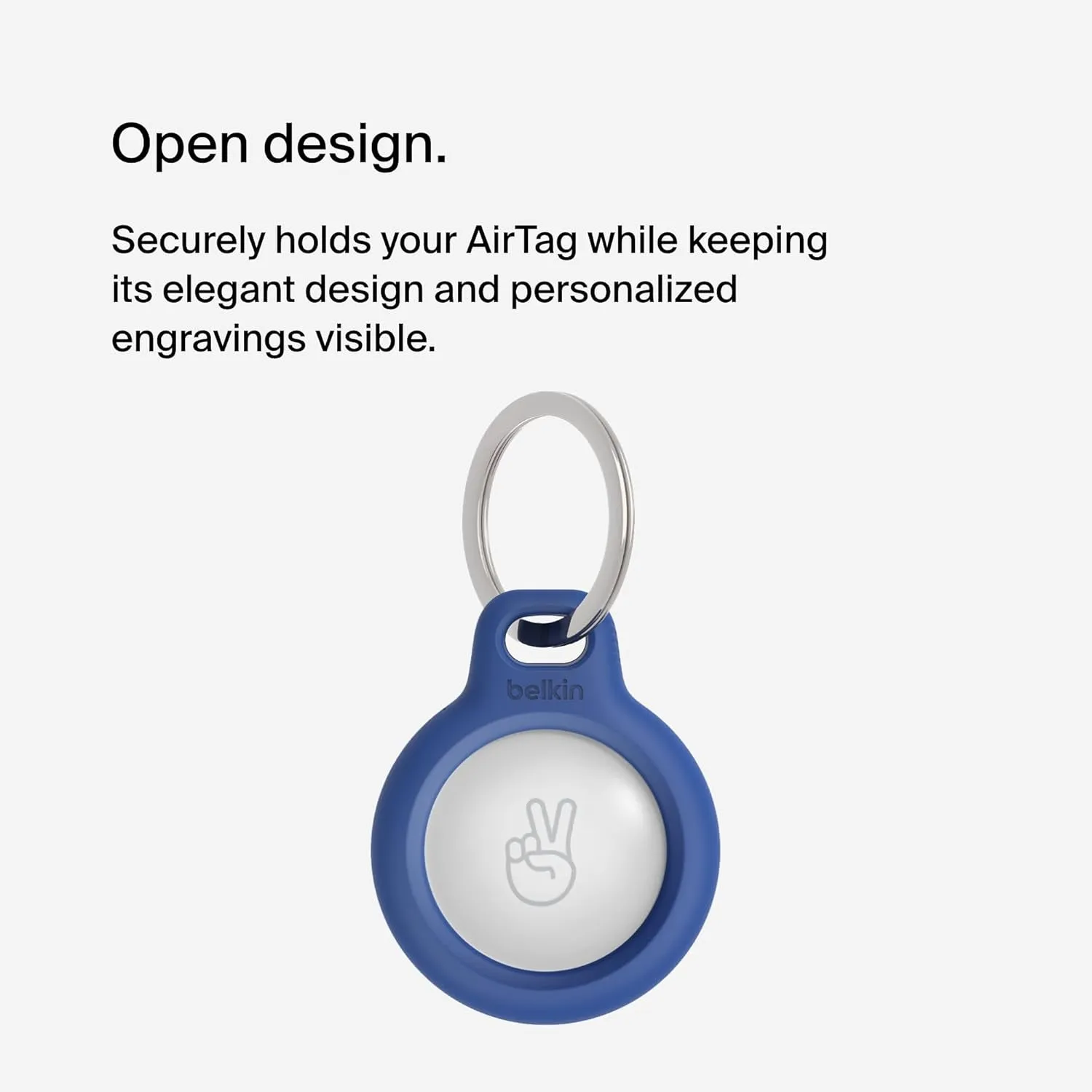 Belkin Apple Airtag Secure Holder with Key Ring, Durable Scratch Resistant Case with Open Face & Raised Edges, 2 Count (Pack of 1)