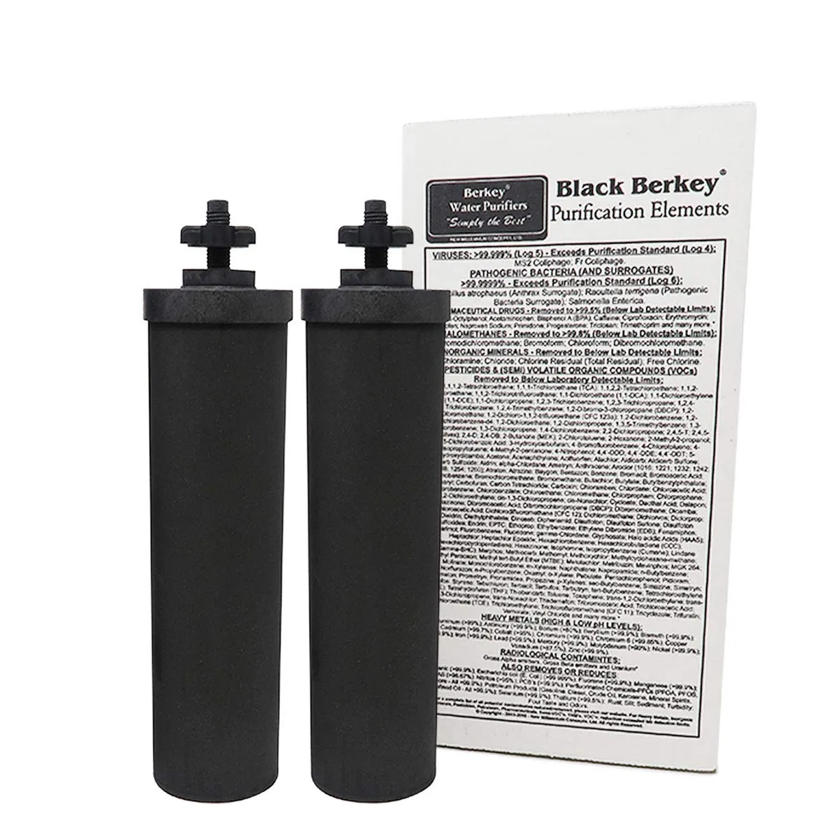 Berkey - 2 Authentic Black Berkey Elements (BB9-2) and 2 Berkey PF-2 Fluoride and Arsenic Reduction Elements