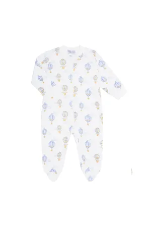 Blue Balloons Print Zipper Footie