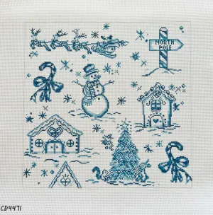 Blue Christmas Toile Pillow Canvas