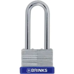 Brinks Commercial 44mm Laminated Steel Keyed Padlock with 2 3/8” Shackle, 3-Pack - Chrome Plated with Hardened Steel Shackle