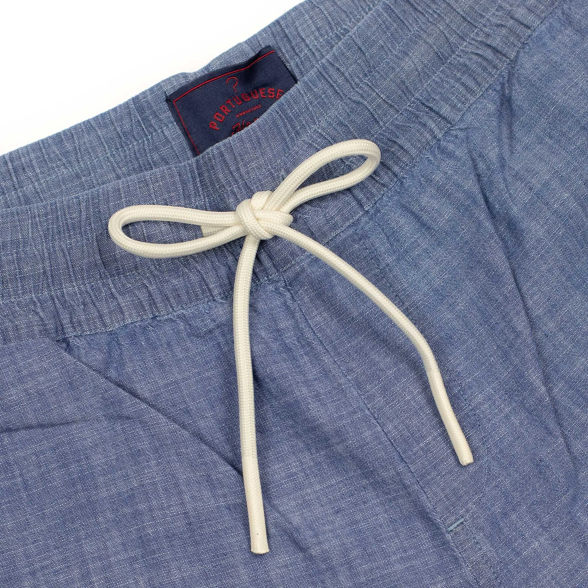 Chambray easy shorts in washed blue cotton chambray (restock)