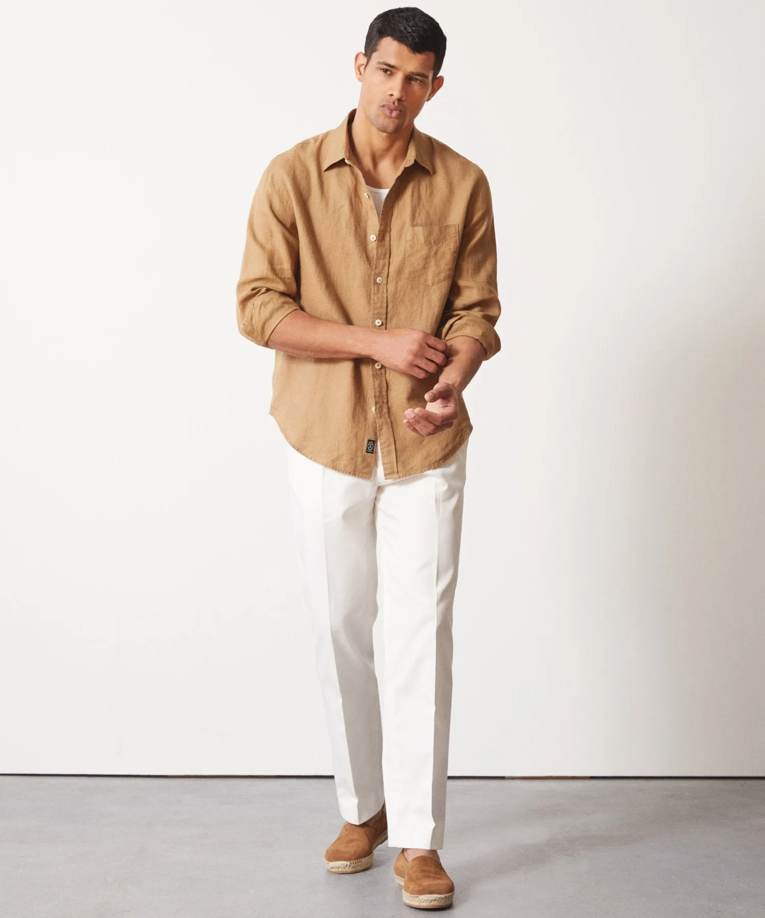 Classic Fit Sea Soft Irish Linen Shirt in Vintage Brown