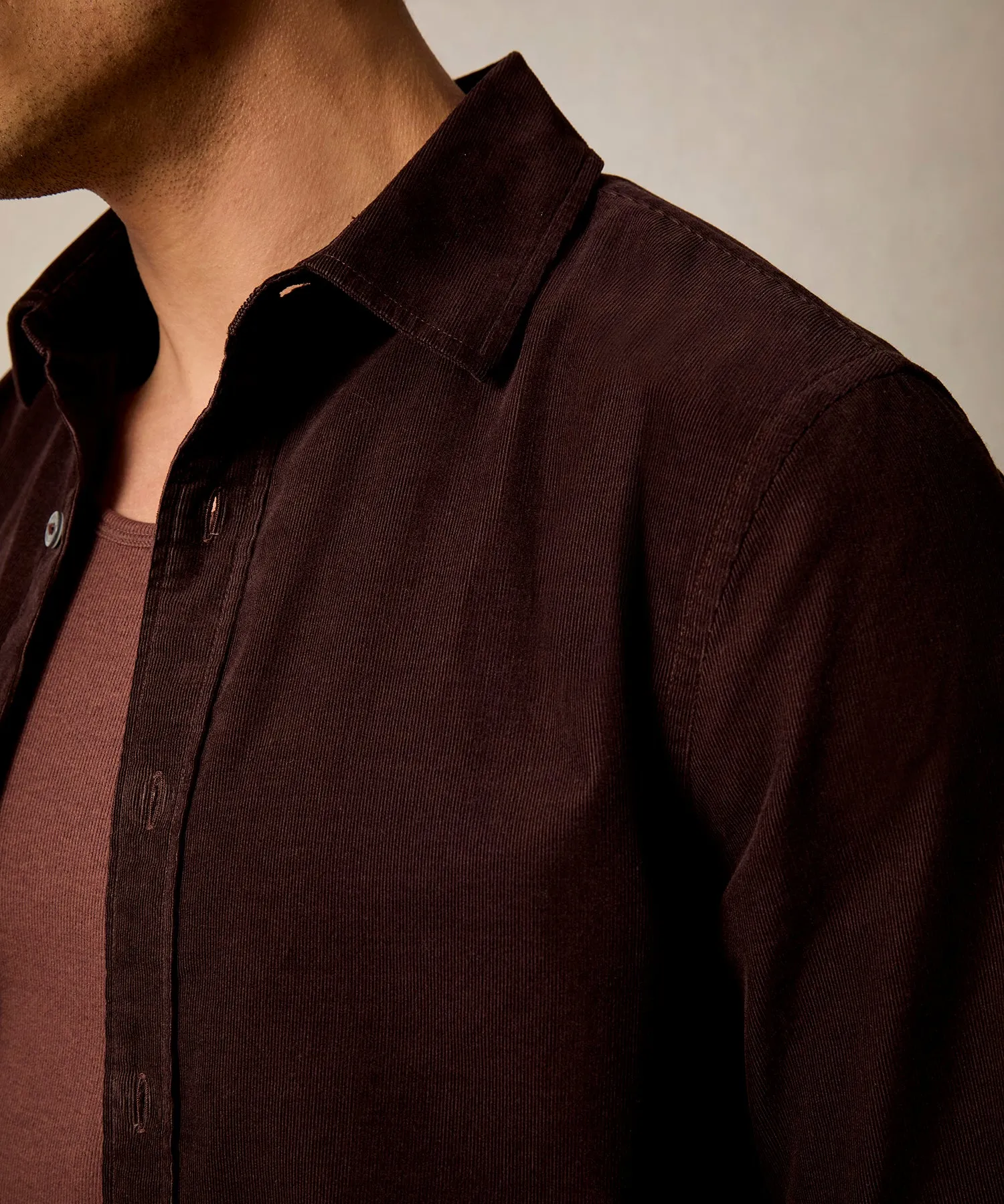 Corduroy Sport Shirt in Dark Brown