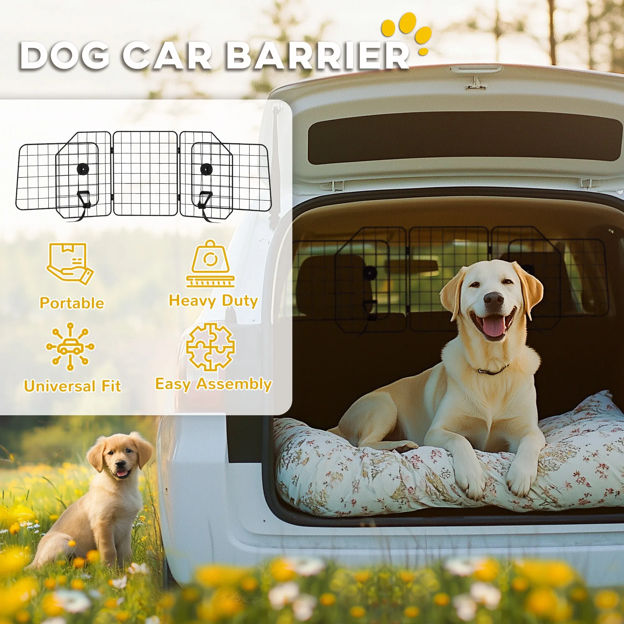 Dog Guard for SUVs, Vehicles, Vans, Car Barrier with Adjustable Width