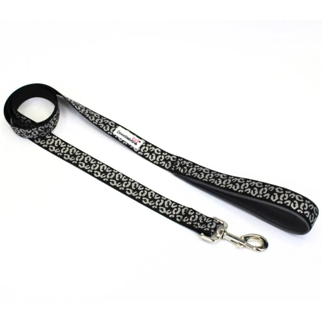 Doodlebone Padded Dog Collar - Coal Leopard Reflective