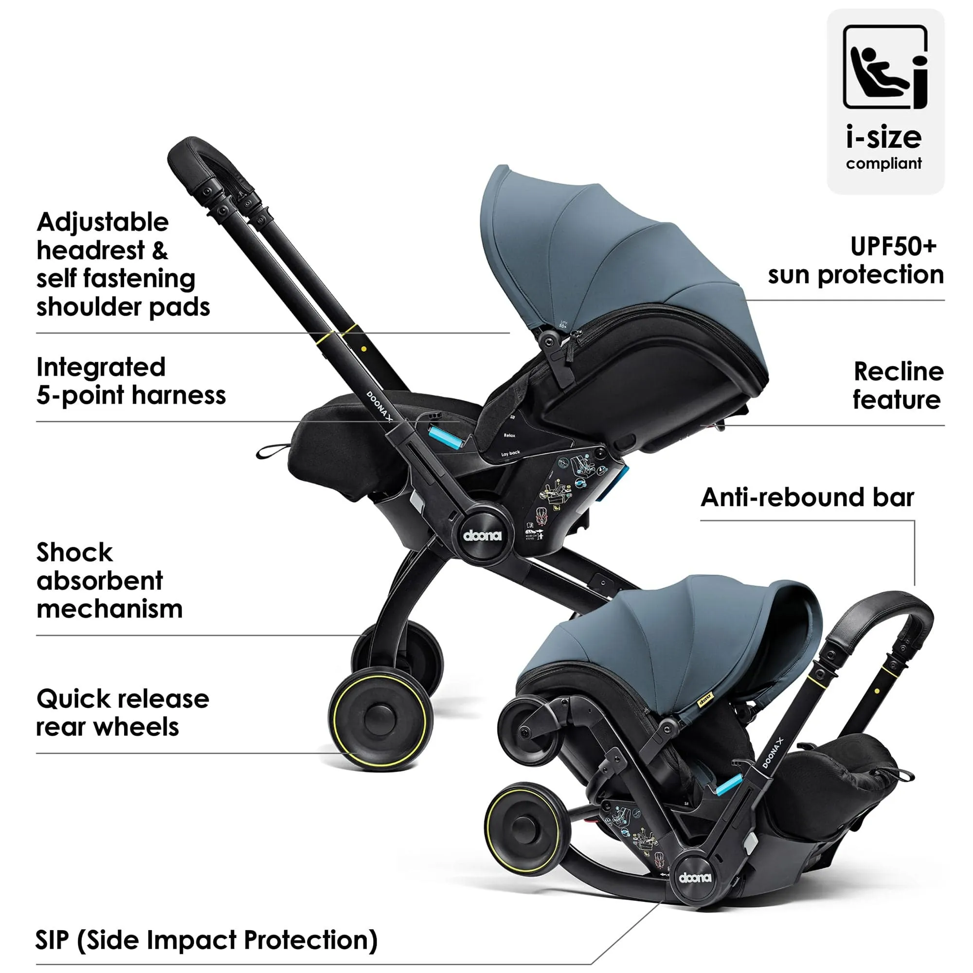 Doona X Infant Car Seat Stroller & X Isofix Base Ocean Blue