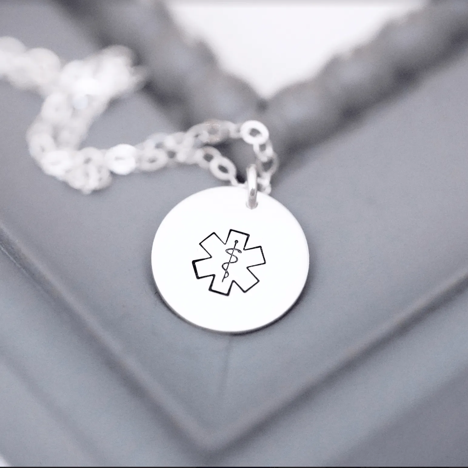 Emergency Medical Symbol Dainty Disc Necklace