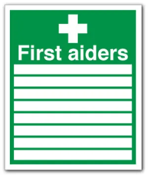 FIRST AIDERS and name blocks