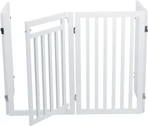 Freestanding 4-Panel Pet Gate, Foldable Pet Barrier Fence