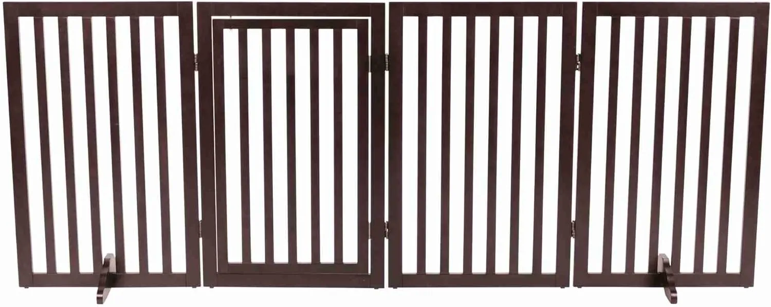 Freestanding 4-Panel Pet Gate, Foldable Pet Barrier Fence