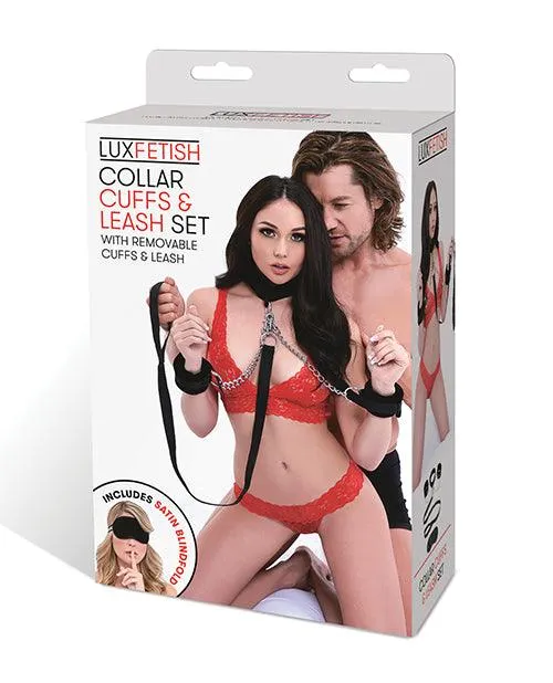 Lux Fetish Collar Cuffs & Leash Set