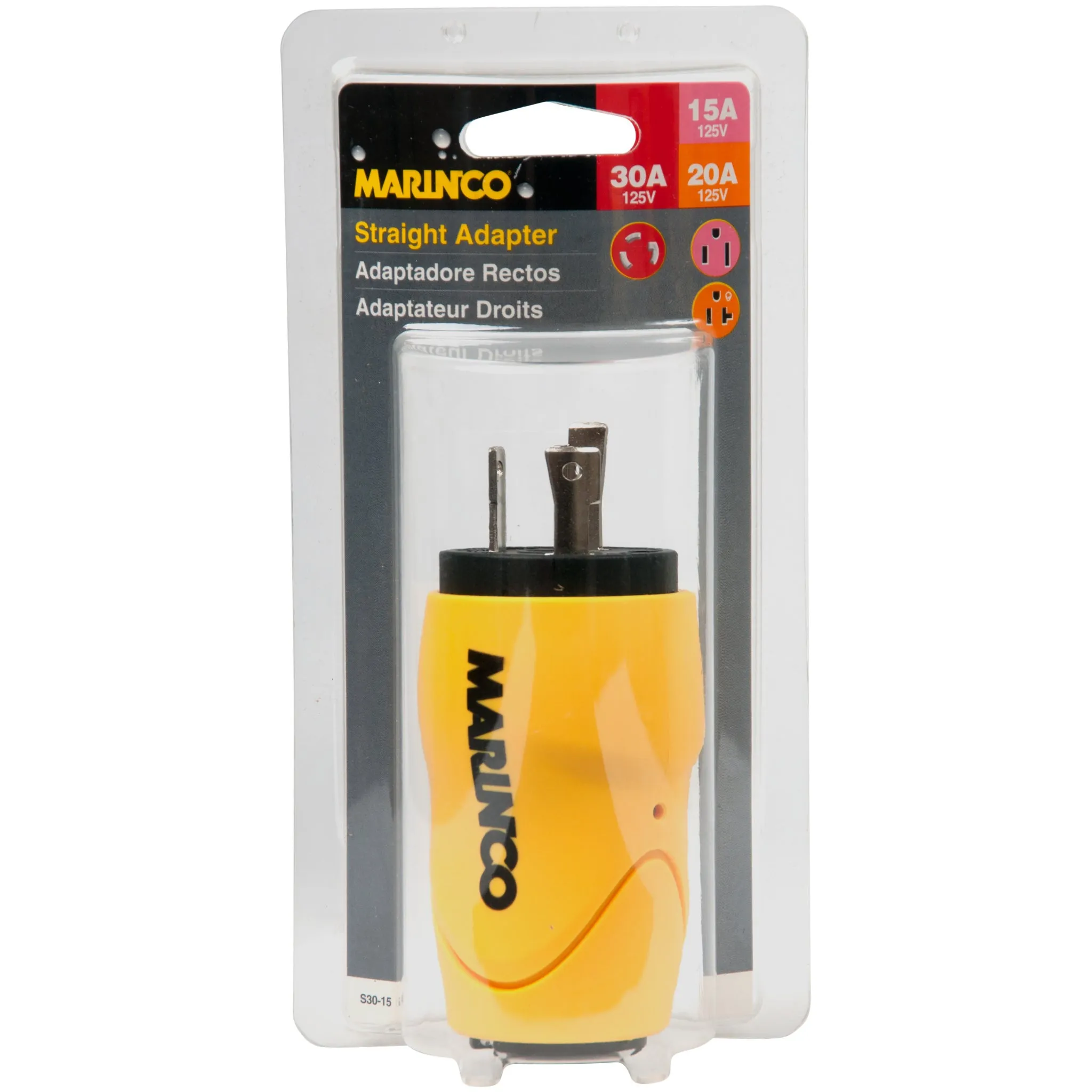 Marinco EEL Straight Adapter - 30A Male/15A Fem