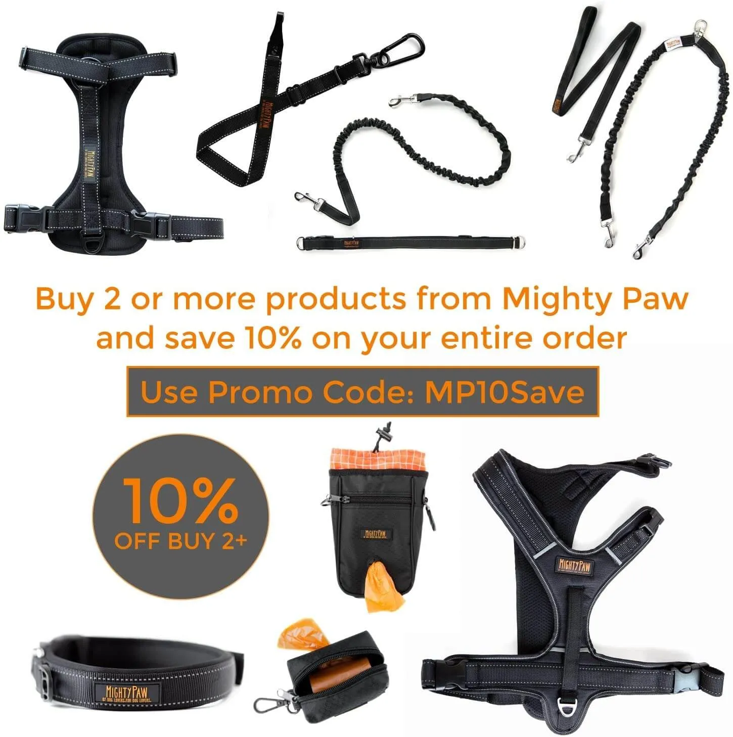 Mighty Paw Dual Handle Bungee Leash with Shock-Absorbing System