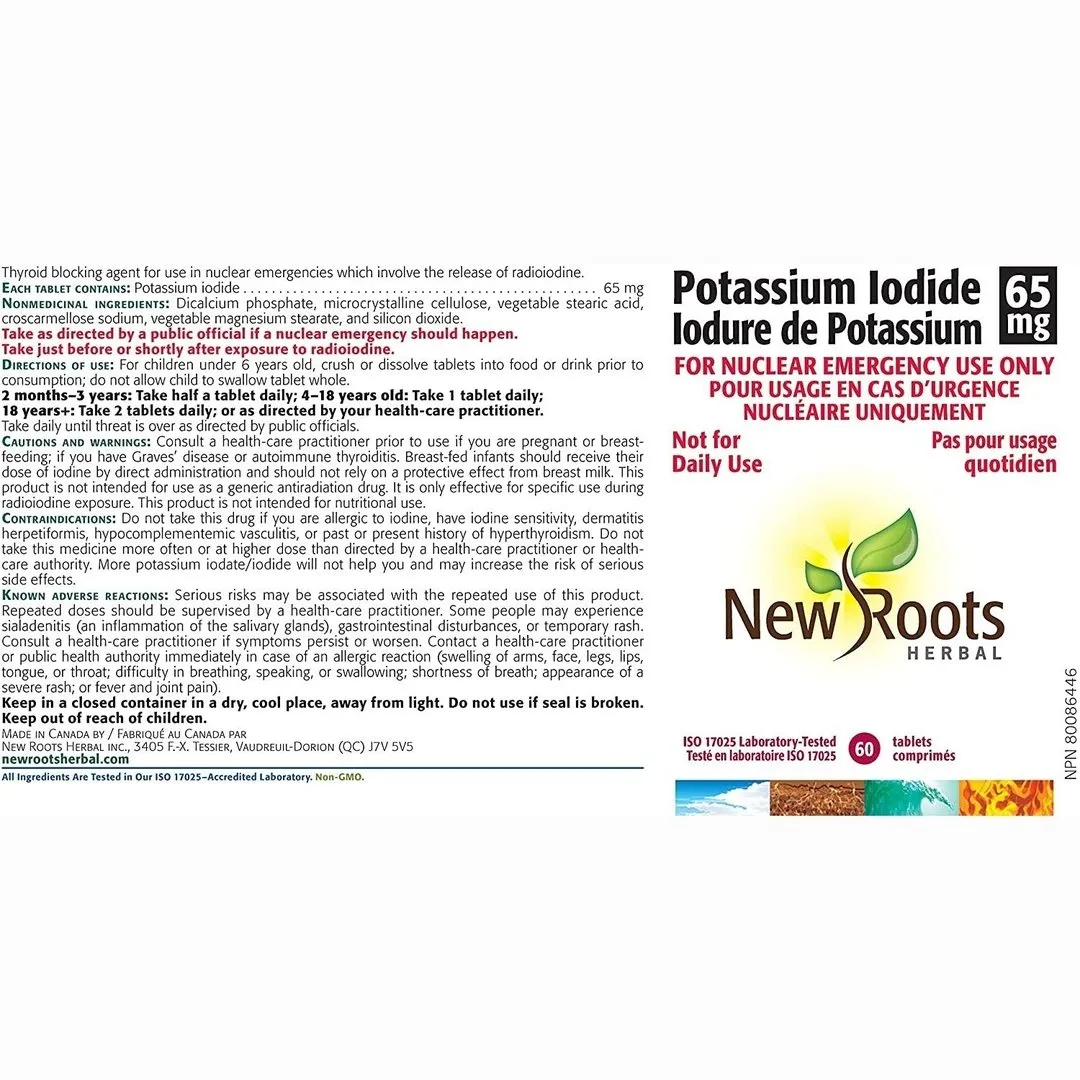 New roots - potassium iodide emergency 65mg - 60 tabs