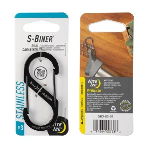 Nite Ize Size 3 Stainless S-BINER Black