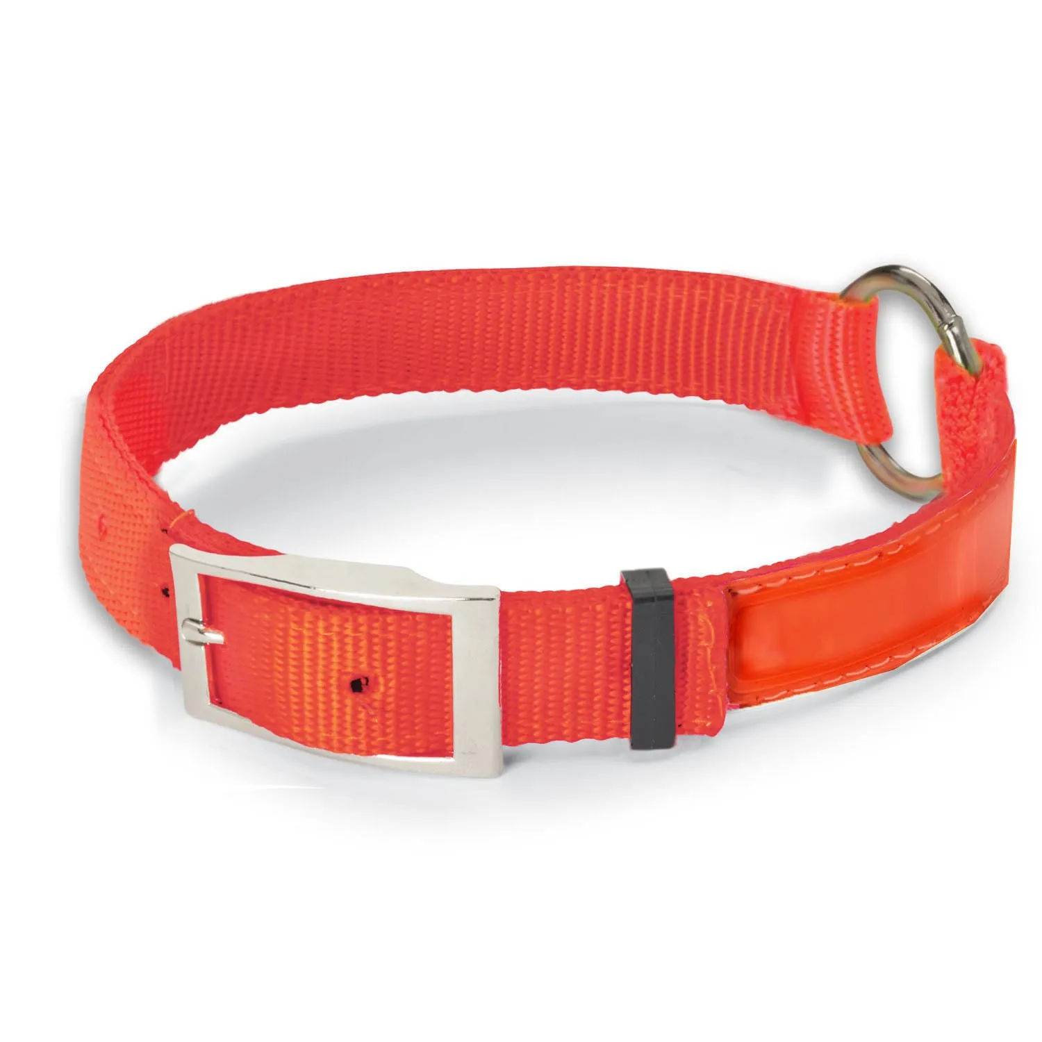 Reflective Nite Lite Nylon 3/4 Dog Collar with Ring-N-Center - Optimized E-Commerce Product Title