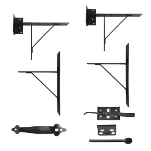 Nuvo Iron HGCBHK01 Heavy-Duty Black Metal Wooden Gates and Doors Corner Frame Brace Kit