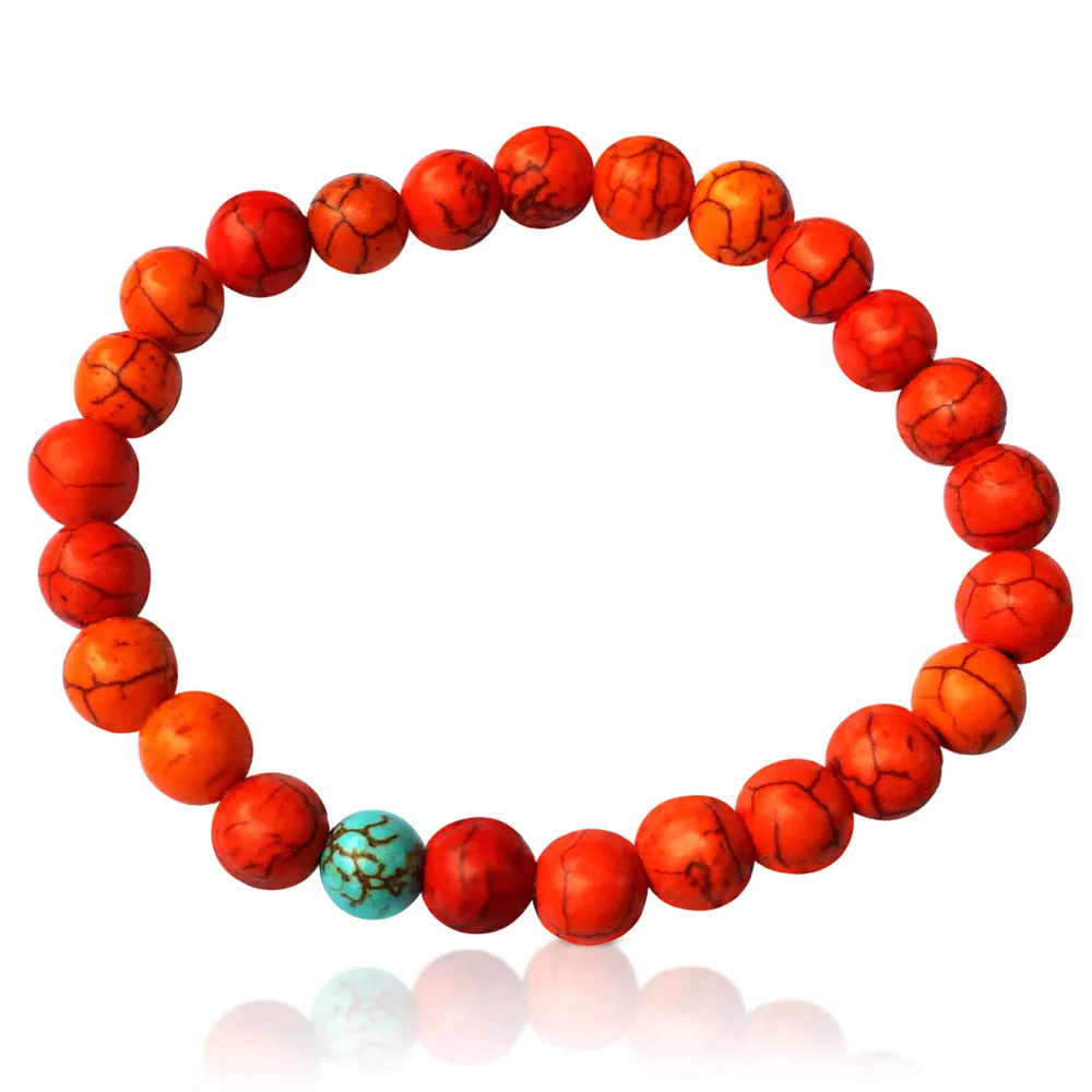 Orange Wanderlust Turquoise Howlite Mala Bracelet