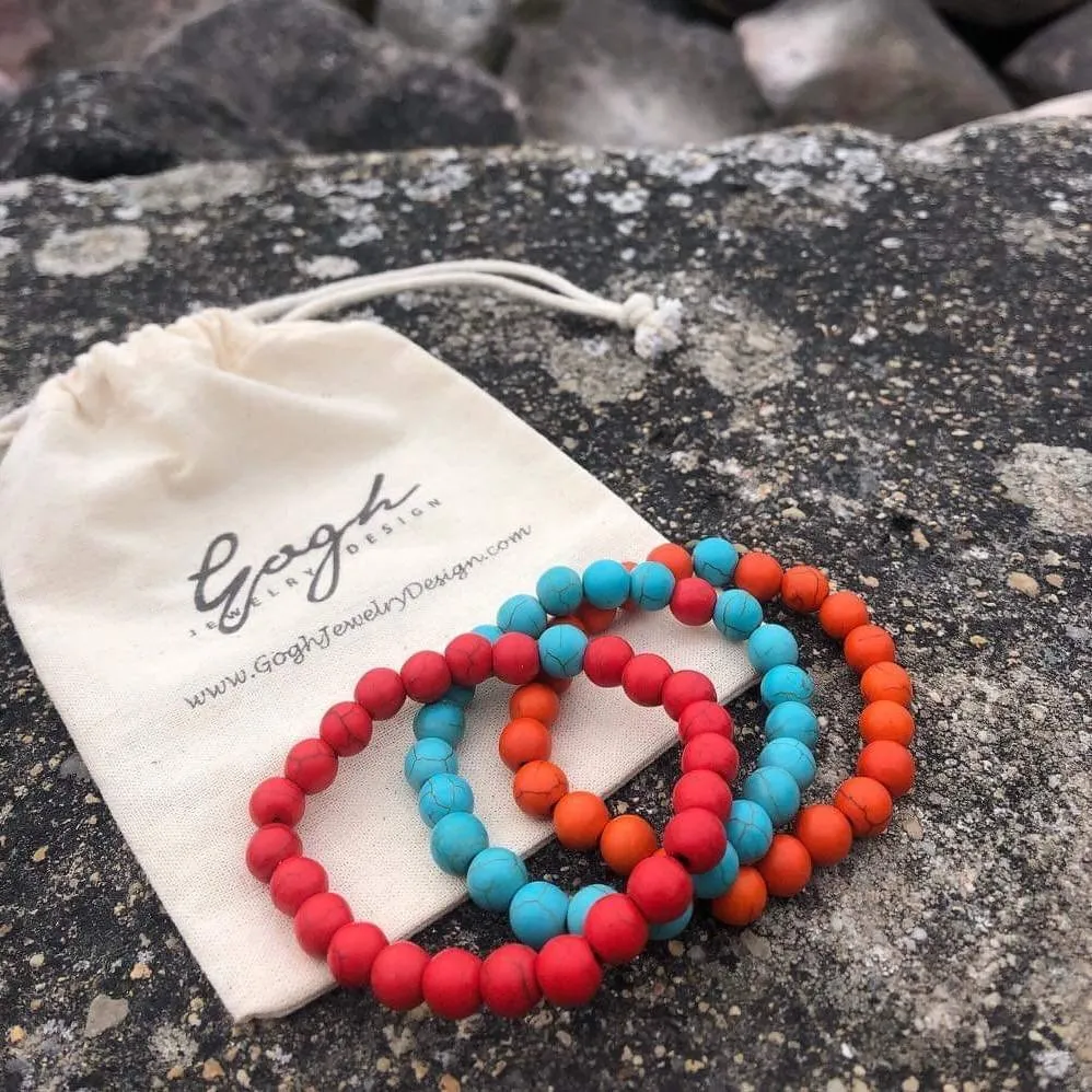 Orange Wanderlust Turquoise Howlite Mala Bracelet