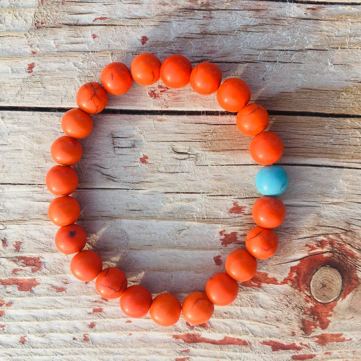 Orange Wanderlust Turquoise Howlite Mala Bracelet