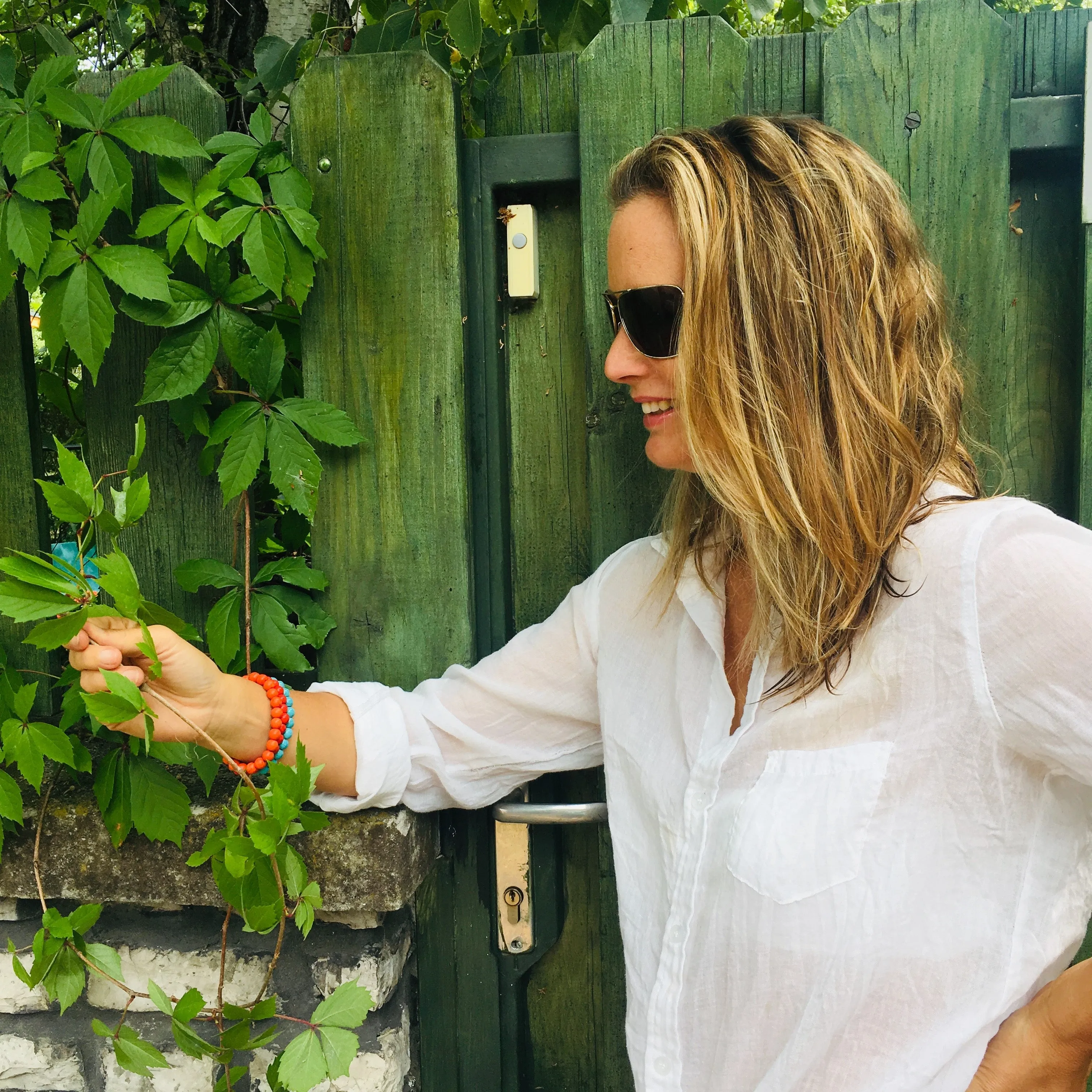 Orange Wanderlust Turquoise Howlite Mala Bracelet