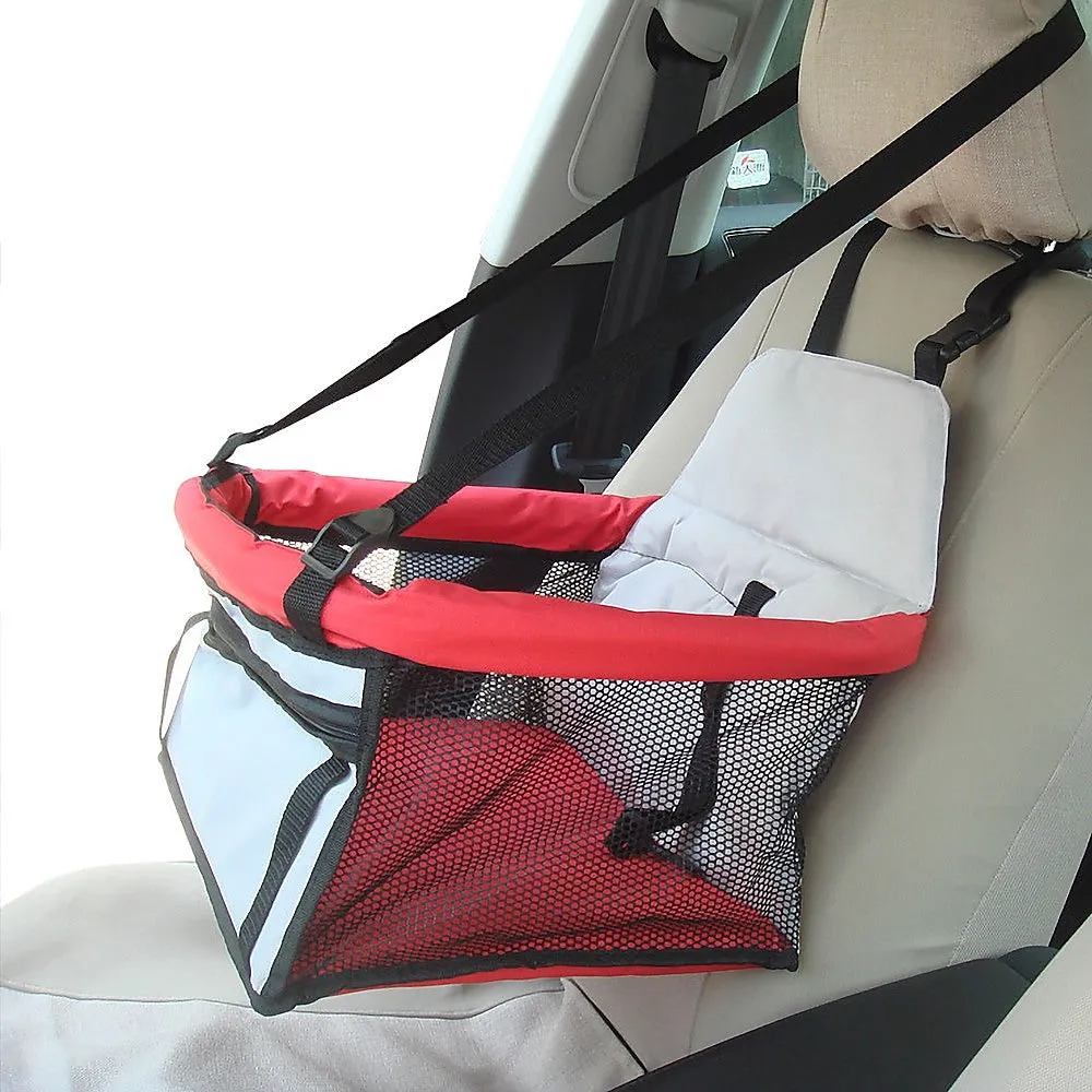 Portable Dog Car Booster Seat with Leash and Mesh Walls