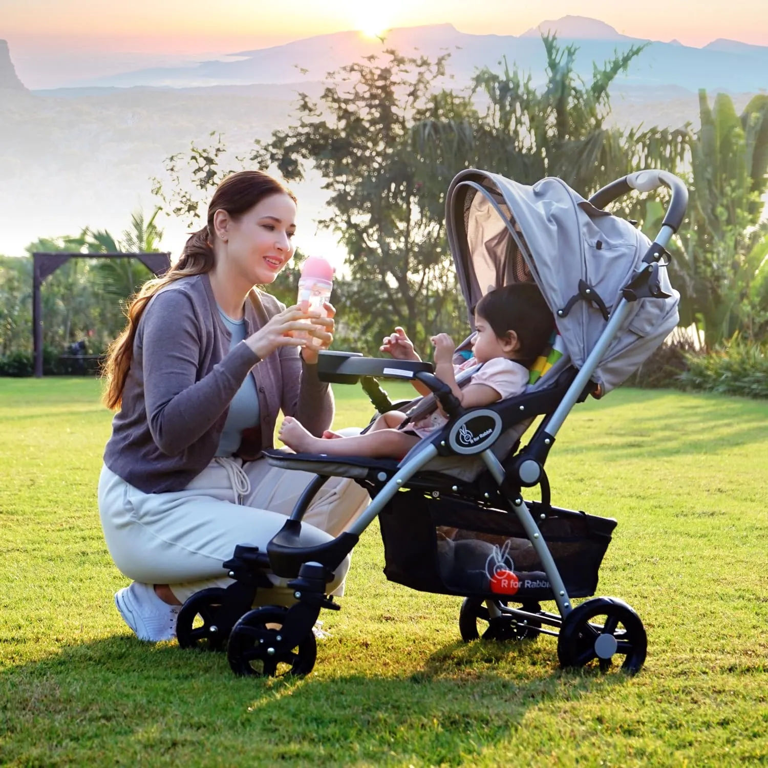 R for Rabbit Baby Travel System Chocolate Ride Baby Stroller & Pram Infant Car Seat for Kids, Travel Friendly Compact Fold for 0-3 Years Babies, Quick Fold & Sturdy | 6 Months Warranty | (Black Grey)