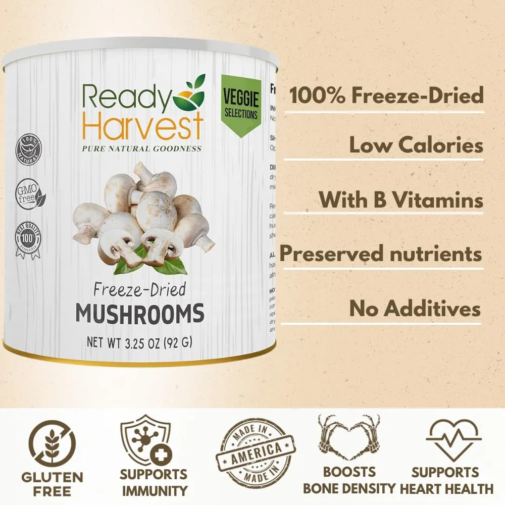 Ready Harvest Freeze-Dried Mushrooms - 30 Year Shelf Life - #10 Can