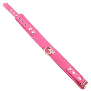 Rouge Garments Adjustable Pink Leather Collar with Strap