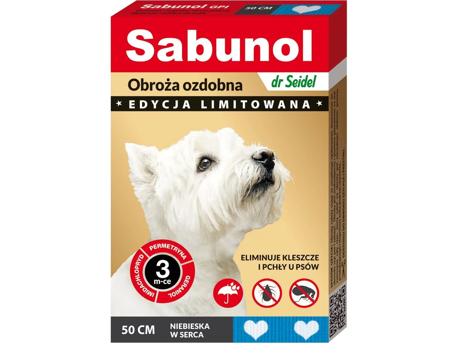 SABUNOL - reflective collar against ticks and fleas for dog 50 cm