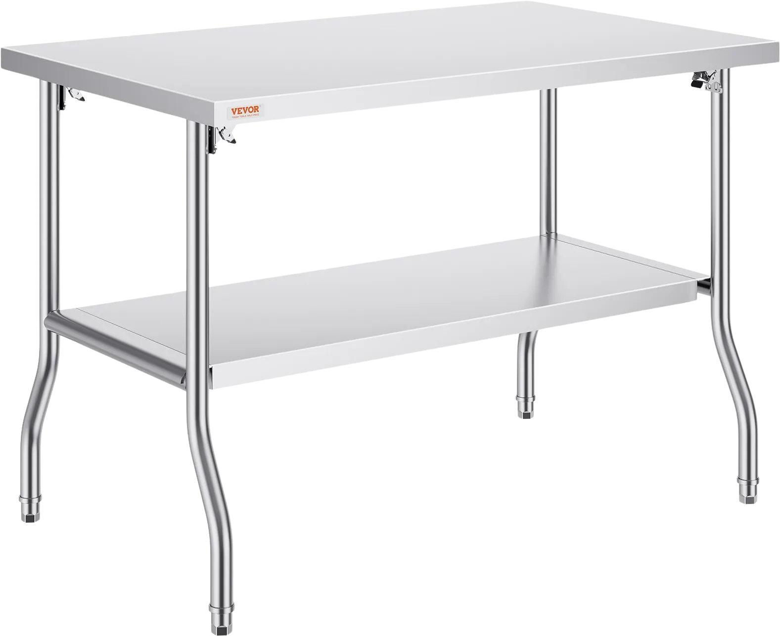 Vevor Folding Commercial Prep Table 48" x 30" Stainless Steel 300 lbs. Capacity with Bottom Shelf New