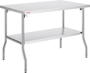 Vevor Folding Commercial Prep Table 48" x 30" Stainless Steel 300 lbs. Capacity with Bottom Shelf New